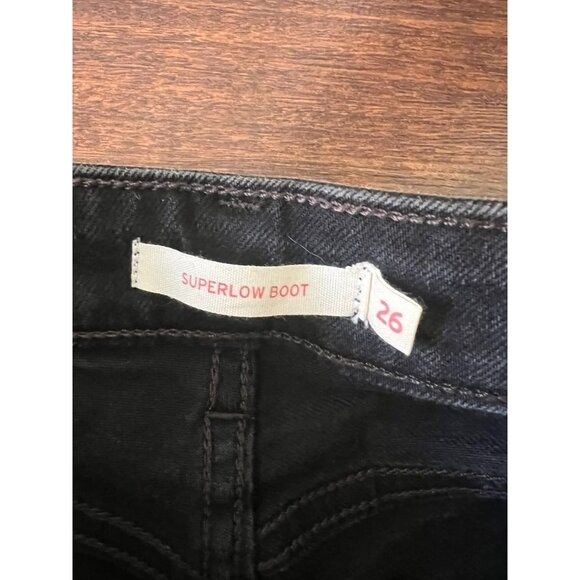 Levi’s Superlow Bootcut Jeans 26 Black Y2K Low Rise Stretch Denim Classic Fit - Picture 3 of 6